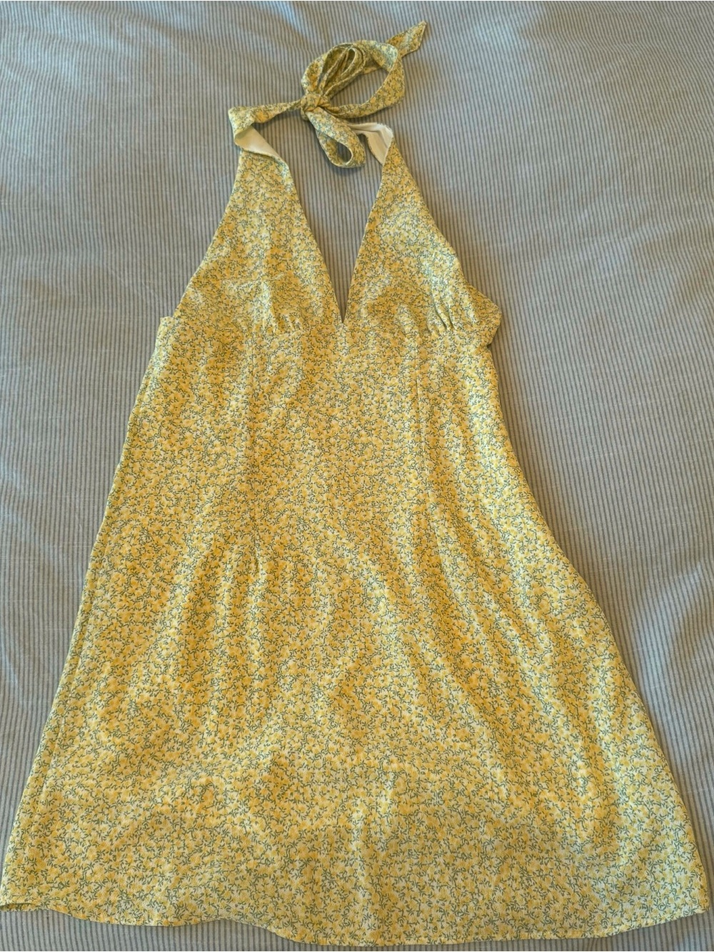 H&M Yellow Floral Halter Mini Dress